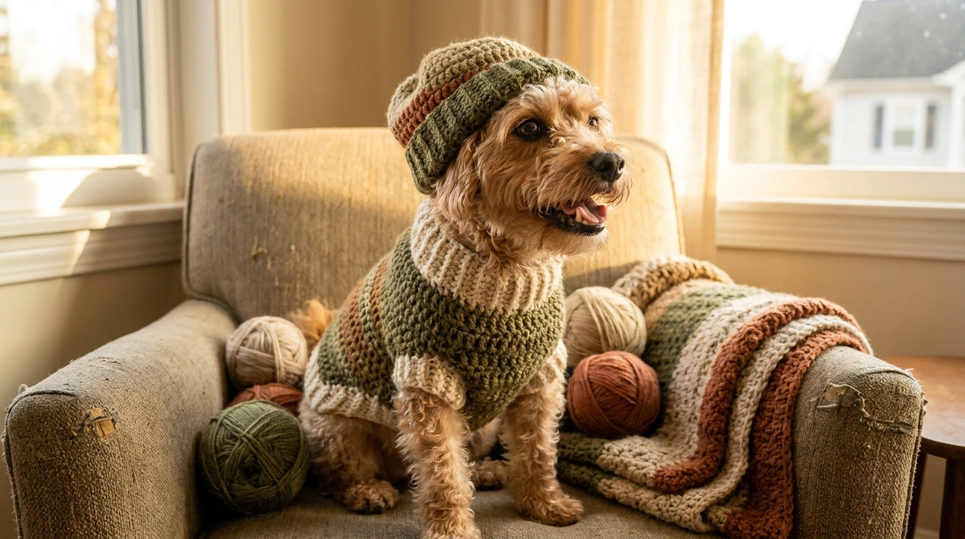 Animal heureux avec une pièce au crochet