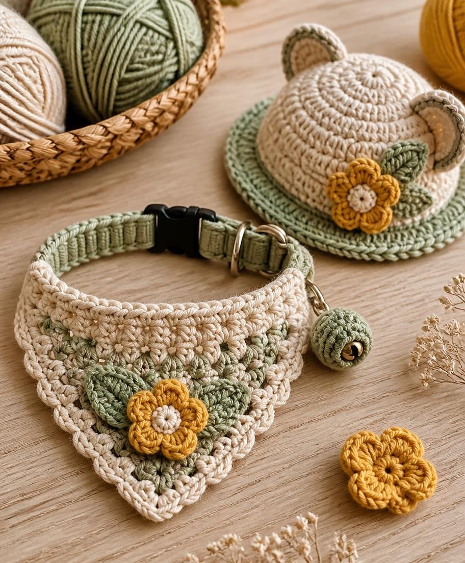 Accessoires artisanaux au crochet pour animaux